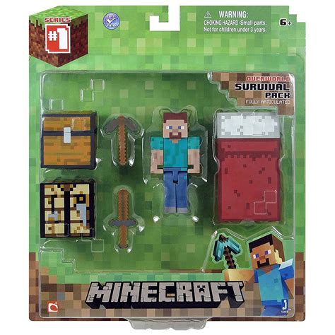 Genuine Minecraft Toy Sets Zombie Creeper And Survival Packs 3 Inch