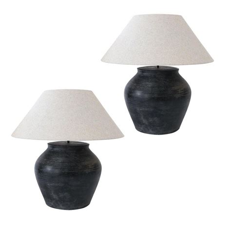 Two Black Ceramic Table Lamps 1stdibs