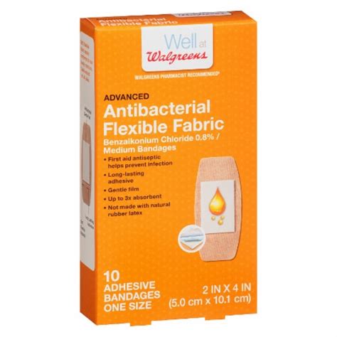 Walgreens Advanced Antibacterial Flexible Fabric Adhesive Bandages 10