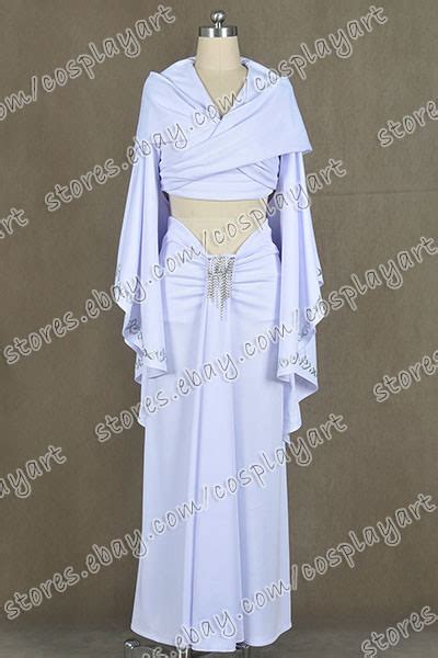 Star Wars Cosplay Padme Amidala Costume White Suit Cloak Sexy Luxury