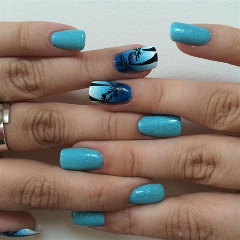 Done By Me Blue Ombre Summer Palm Trees Nail Art Nail Artist
