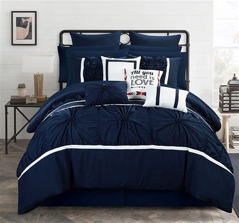 Chic Home Cs2757 An Ashville 16 Piece Bed In A Bag Comforter Set Blue