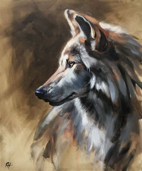 Mexican Grey Wolf Painting 20 X 24 By Contemporary Wildlife Artist