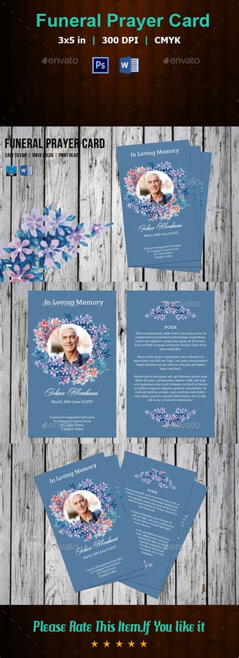 Funeral Prayer Card Template V174 By Funeraltemplates Graphicriver