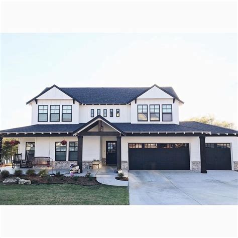 Modern Farmhouse With A Hint Of Craftsman Exterior White Black And