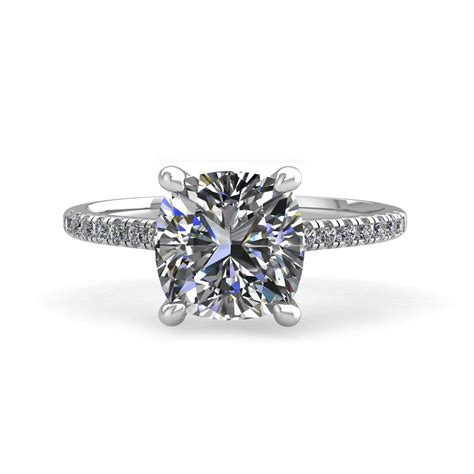 18k White Gold 20ct 4 Prongs Cushion Cut Diamond Engagement Ring With