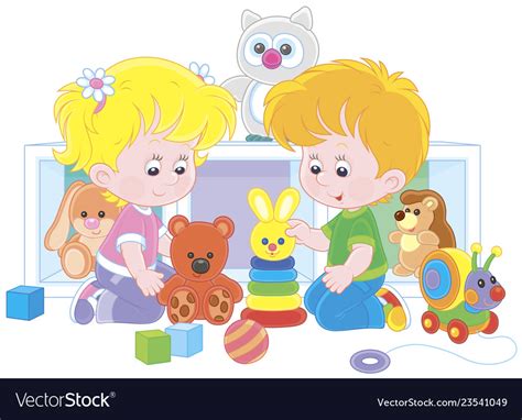Small Children Playing In A Nursery Royalty Free Vector