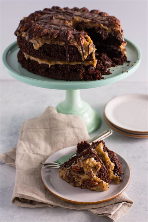 Pour glaze over cakes in the pan right out of the oven. Easy German Chocolate Cake Recipe | RecipeLion.com