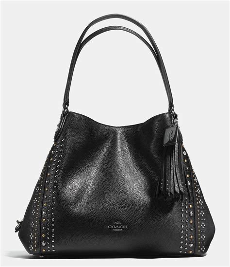 Coach Bandana Rivets Edie Shoulder Bag 31 In Pebble Leather In Black Lyst