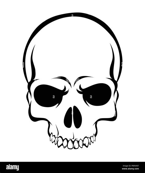 Skull Scary Evil Head Vector Illustration On White Background Stock