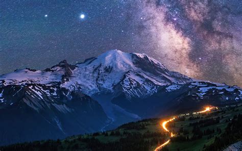 Piczene Milky Way Mountain Wallpaper