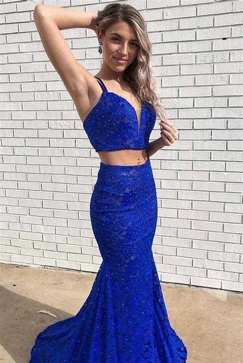Two Piece Mermaid Beaded Long Prom Dress With Rosyprom Royal Blue