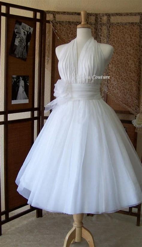 Retro Inspired Tea Length Wedding Dress Vintage Style Bridal Gown