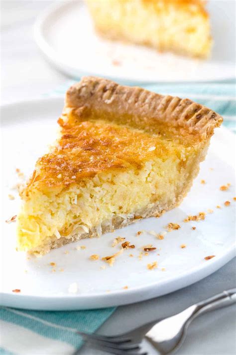 When cool, top with whipped cream and toasted coconut. Coconut Custard Pie Recipe - Jessica Gavin