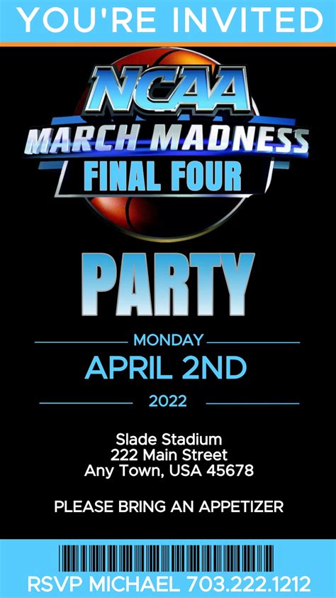 March Madness Party Invitation Basketball Ticket Invitation Etsy