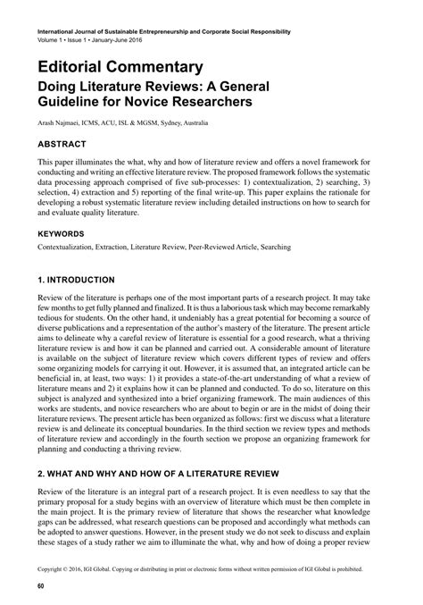 pdf editorial commentary doing literature reviews a general guideline for novice researchers