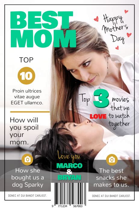 Best Mom Mothers Day Wish Personalized Magazine Cover Template Postermywall
