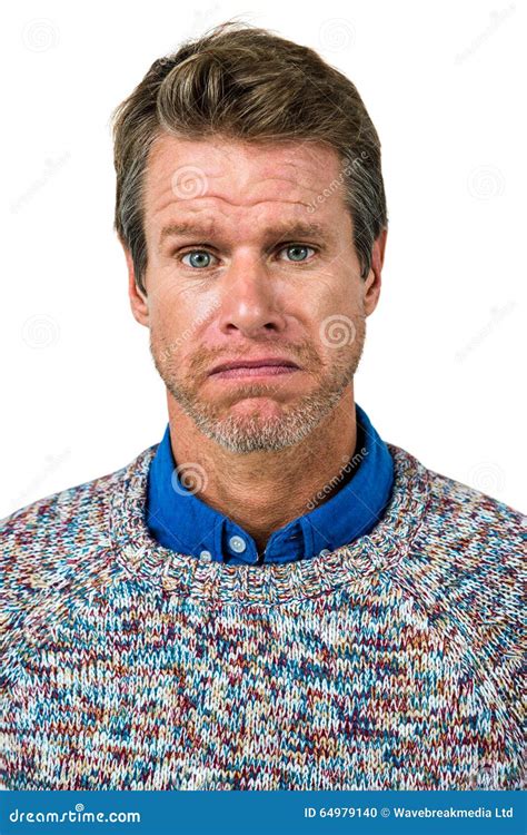 Close Up Of Portrait Of Sad Man Stock Photo Image Of Standing Camera