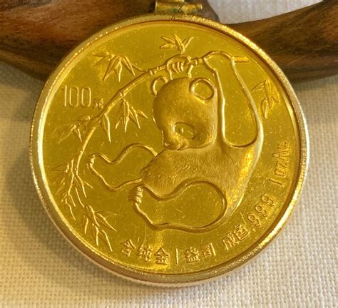 1985 Chinese 1 Ounce 24k Gold Panda Coin In 14k Gold Bezel And Etsy
