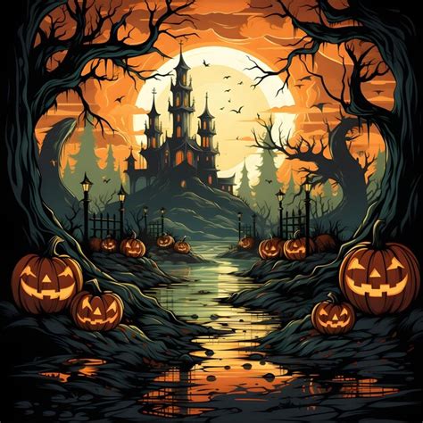 premium ai image spooky halloween illustration