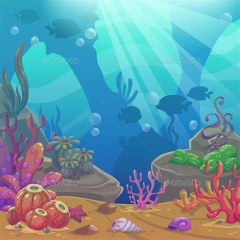 Cartoon Underwater Vector Illustration Underwater Cartoon Sea