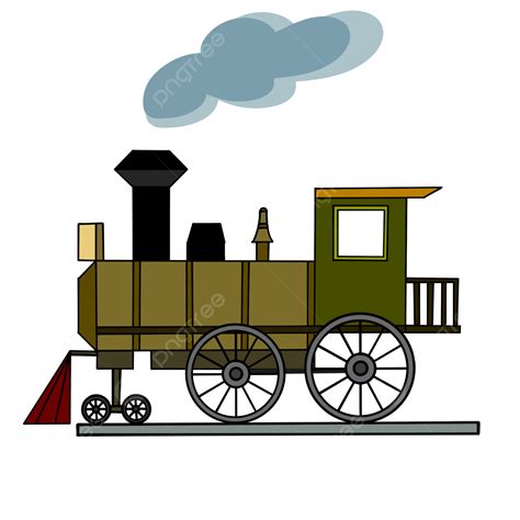 Steam Train Green Cartoon Retro Cartoon Style Vintage Train Png
