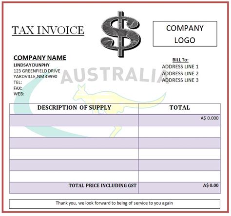 Get Tax Invoice Template Australia Free Pictures Invoice Template Ideas