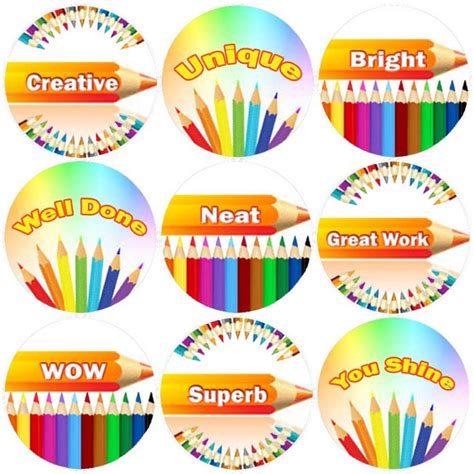 144 Positive Pencils Teacher Reward Stickers Large Sticker Stocker