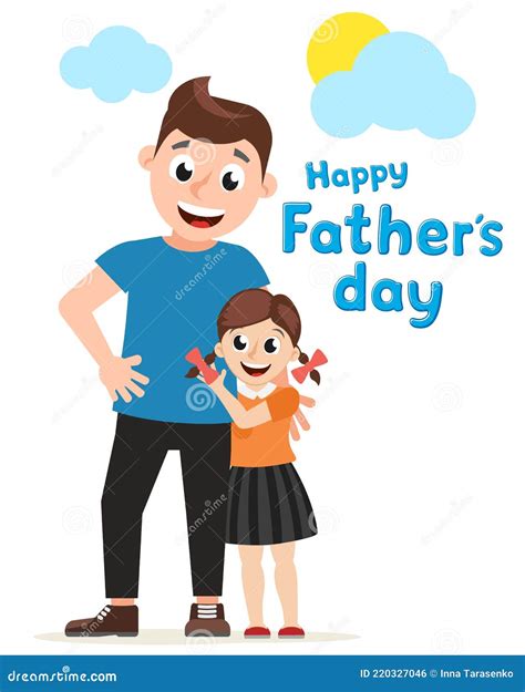 Happy Father Hugs His Daughter On A White Father S Day Stock Vector Illustration Of Love