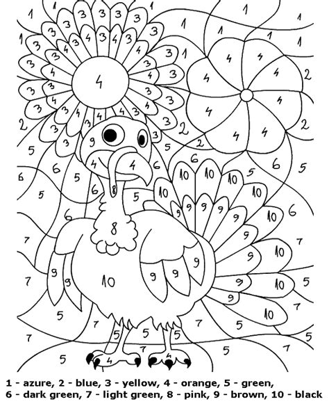 Peacock to color by number worksheet