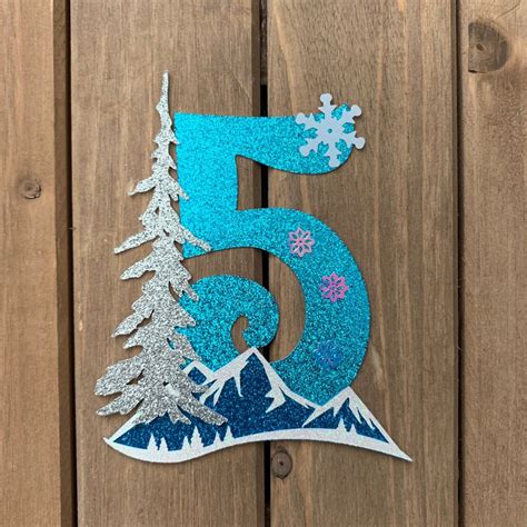 Frozen Inspired Number 5 Glitter Die Cutparty Decoration Etsy