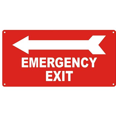 Emergency Exit With Arrow Left Sign Aluminum Reflective 7x14