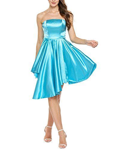 satin strapless high waist irregular hem swing party crossdresser mini dress 3 colors