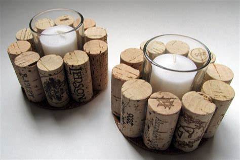 Wine Cork Votive Candle Holder Set Of Two Rustic Cottage