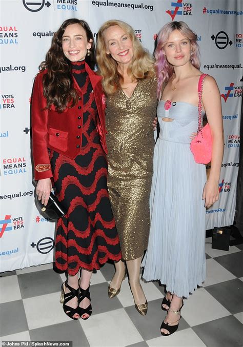 Jerry Hall Makes Rare Public Appearance With Lookalike Daughters Elizabeth And Georgia May