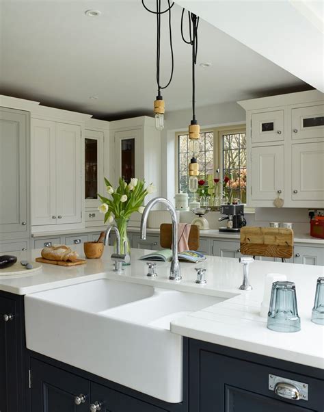 Browse photos of modern kitchen designs. Modern Country Kitchen with a Mix of White and Navy ...