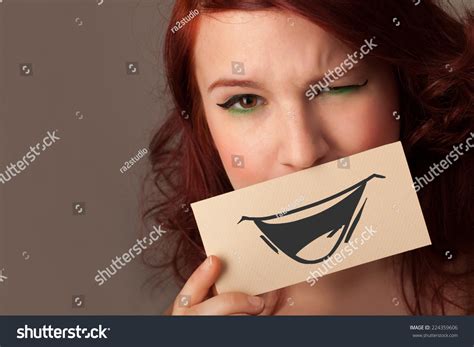 Happy Cute Girl Holding Paper Funny Stock Photo 224359606 Shutterstock