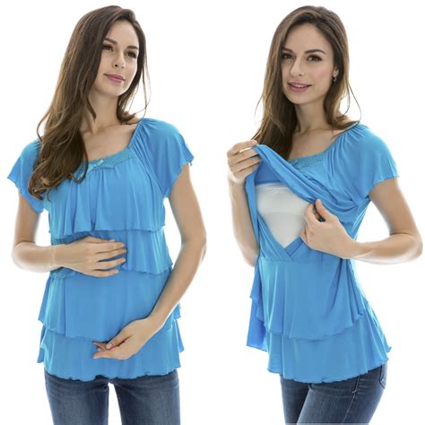 Maternity Clothes Nursing Tops Breastfeeding Tops Pregnancy Clothes Fashion Layered Cute Tees