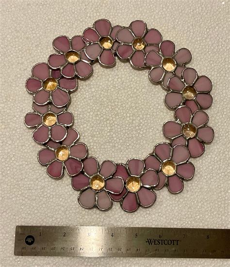 Pink Stained Glass Flower Wreath Etsy