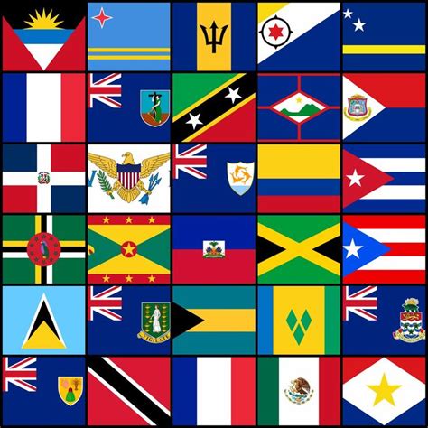 Courtesy Flags Set Caribbean Countries St Kitts And Nevis Islands