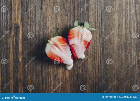 Sex Concept With Strawberries On A Wooden Table Stock Image Image Of