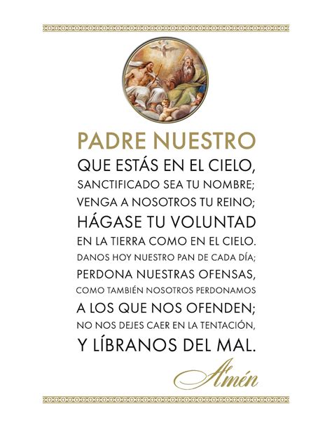 Padre Nuestro Our Father Prayer Poster In Spanish 85 X 11 Poster