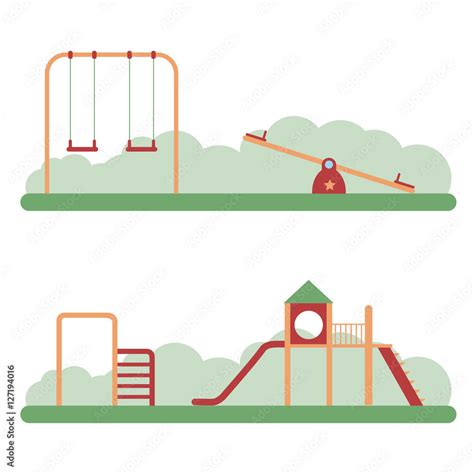 Playground Infographic Elements Vector Flat Illustrationkids Playing