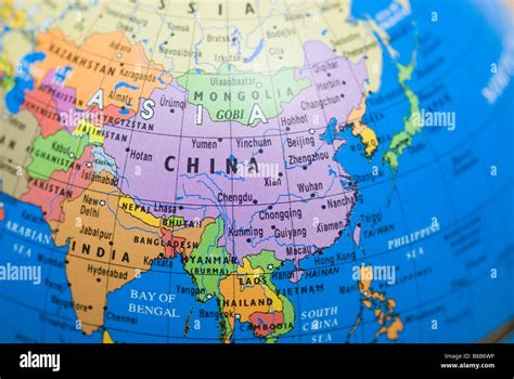 Map Of China On A World Globe Stock Photo Alamy
