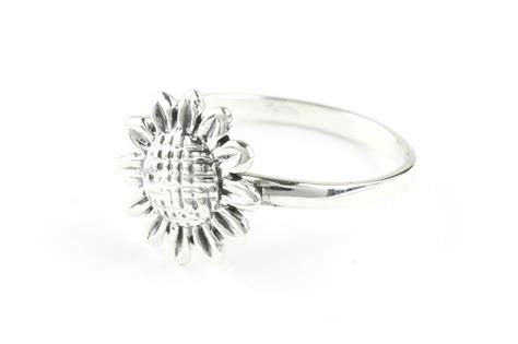 Sunflower Ring Sterling Silver Flower Ring 925 Boho Gypsy Etsy