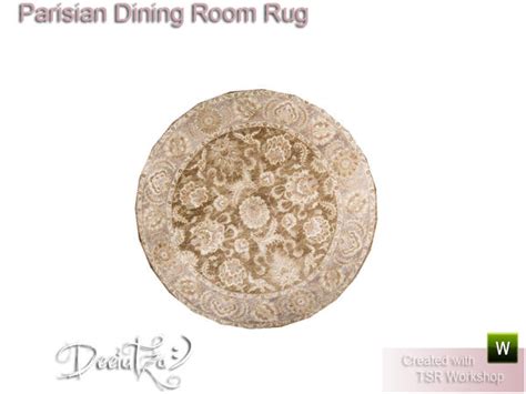 Dining chair, dining table, rug, chandelier, vase with roses, curtain (with diagonal version), table cloth, decorative plate +1 recolors. deeiutza's Parisian Dining Room Rug