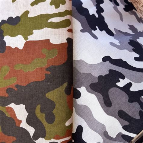 Camo Cotton Fabric By The Yard Army Camouflage Etsy