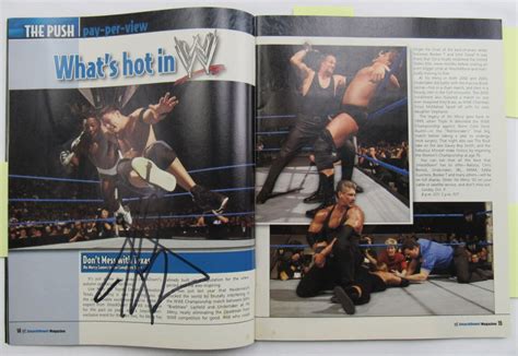 Wwe Magazine Signed By 6 With John Cena Batista Rey Mysterio