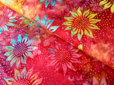 Sunflowers On Rainbow Fabric Batik Fabric Plastic Free