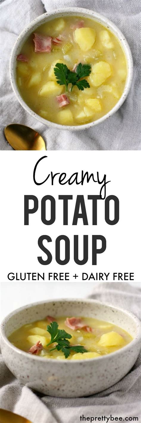 Creamy Dairy Free Potato Soup With Ham The Pretty Bee Recipe